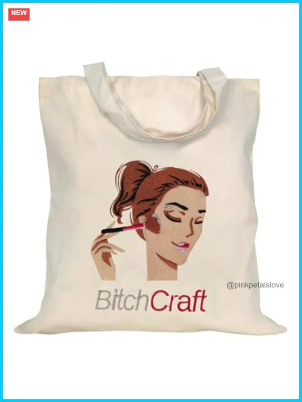 100% Cotton Canvas Tote - Large 15x16 Reusable Grocery Shopping Bag with